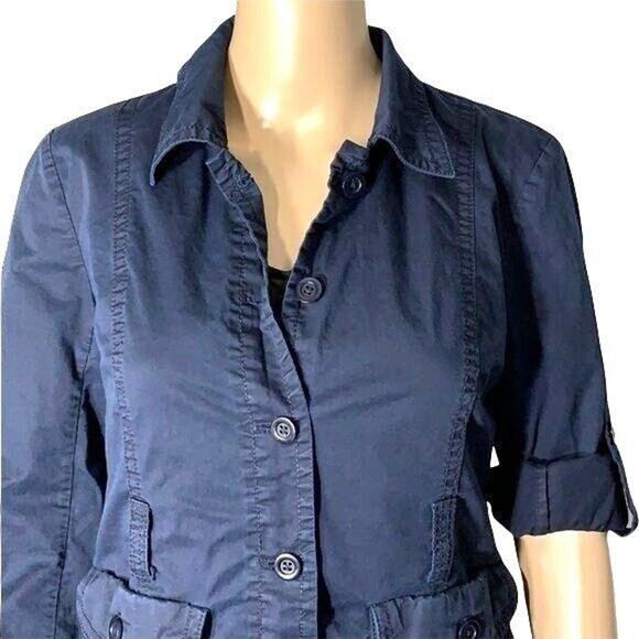 J Crew Womens Jacket Coat Chino Khaki Casual Stretch Lightweight Navy Blue Small - Picture 3 of 9